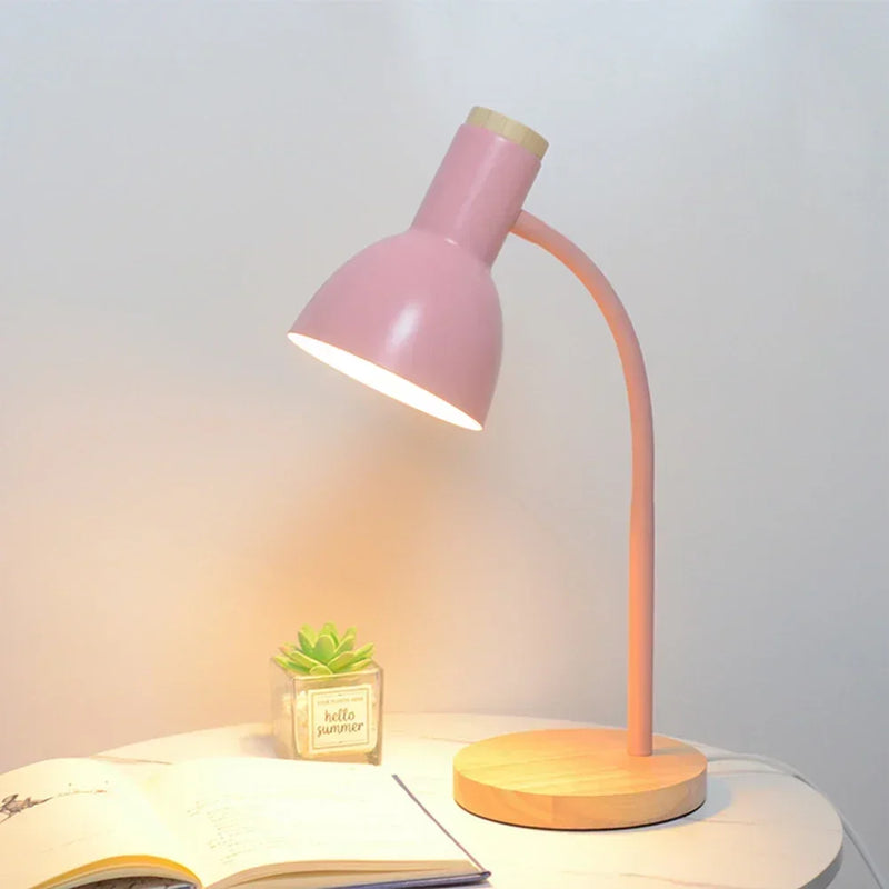 Nordic moderno madeira ferro led proteção para os olhos lâmpada de mesa criativo sala estar cabeceira quarto decoração ornamento pequena luz da noite