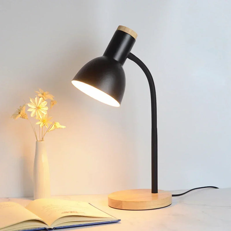 Nordic moderno madeira ferro led proteção para os olhos lâmpada de mesa criativo sala estar cabeceira quarto decoração ornamento pequena luz da noite