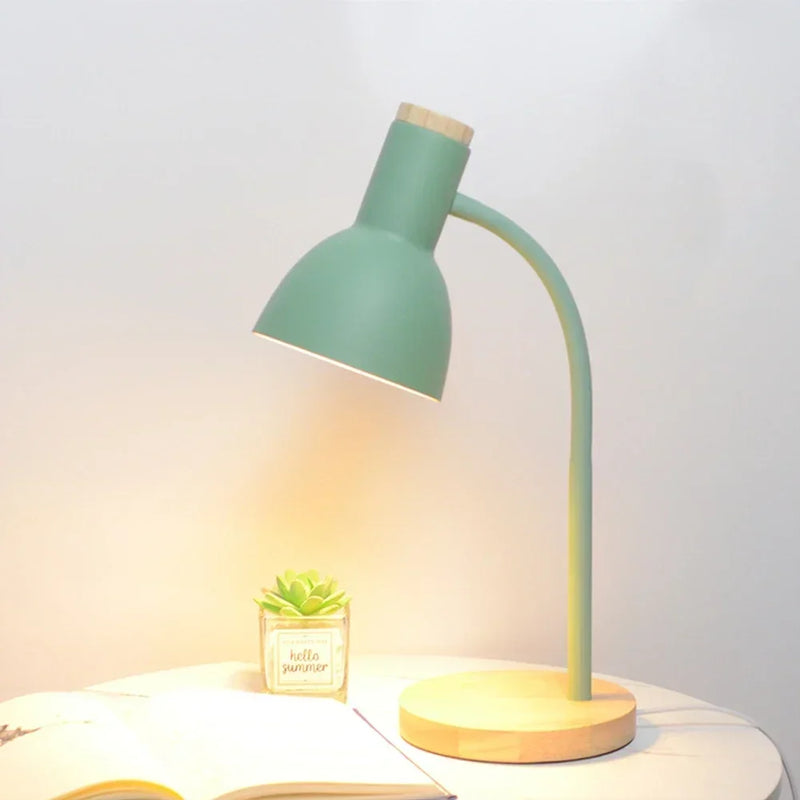 Nordic moderno madeira ferro led proteção para os olhos lâmpada de mesa criativo sala estar cabeceira quarto decoração ornamento pequena luz da noite