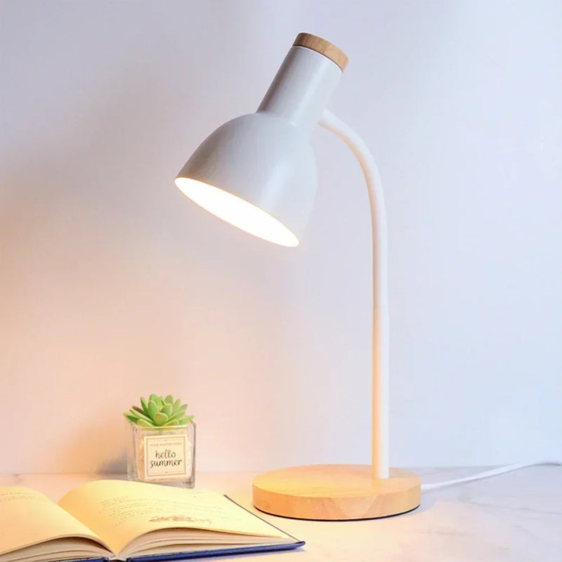 Nordic moderno madeira ferro led proteção para os olhos lâmpada de mesa criativo sala estar cabeceira quarto decoração ornamento pequena luz da noite