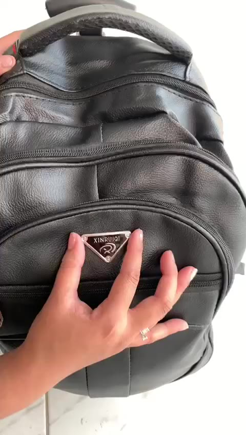 Mochila Rodinha Reforçada Couro Executiva e Com Cabo Escolar Trabalho