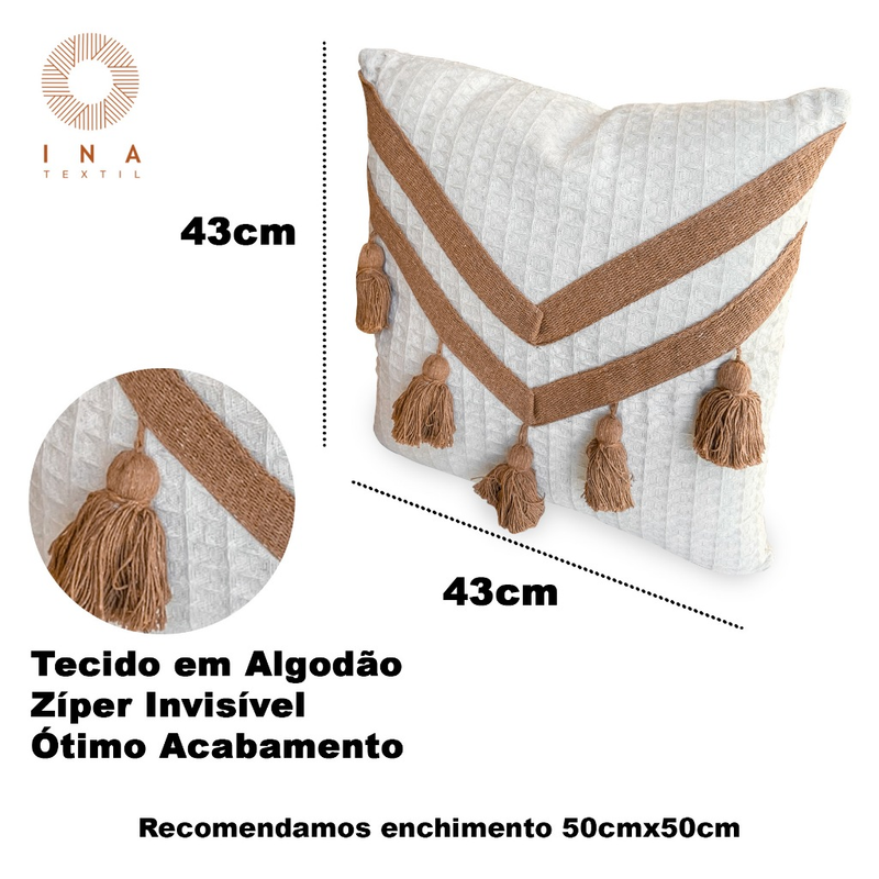 Capa Almofada Pompom Trabalhada Decoração