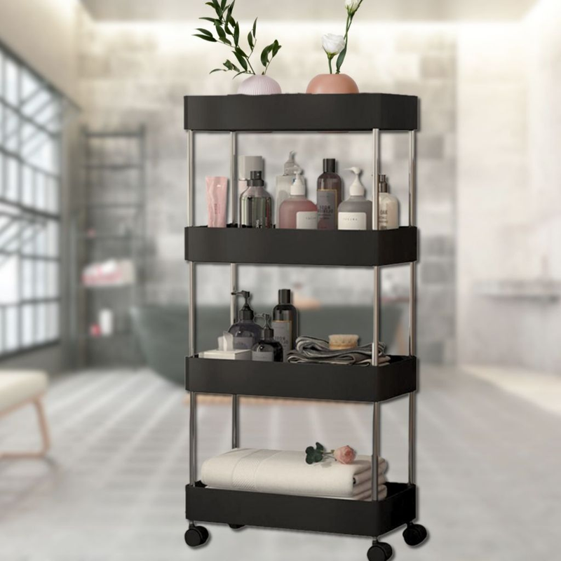 Organizador Móvel Com 4 Prateleiras Para Diversos Itens Com Rodinha Multiuso