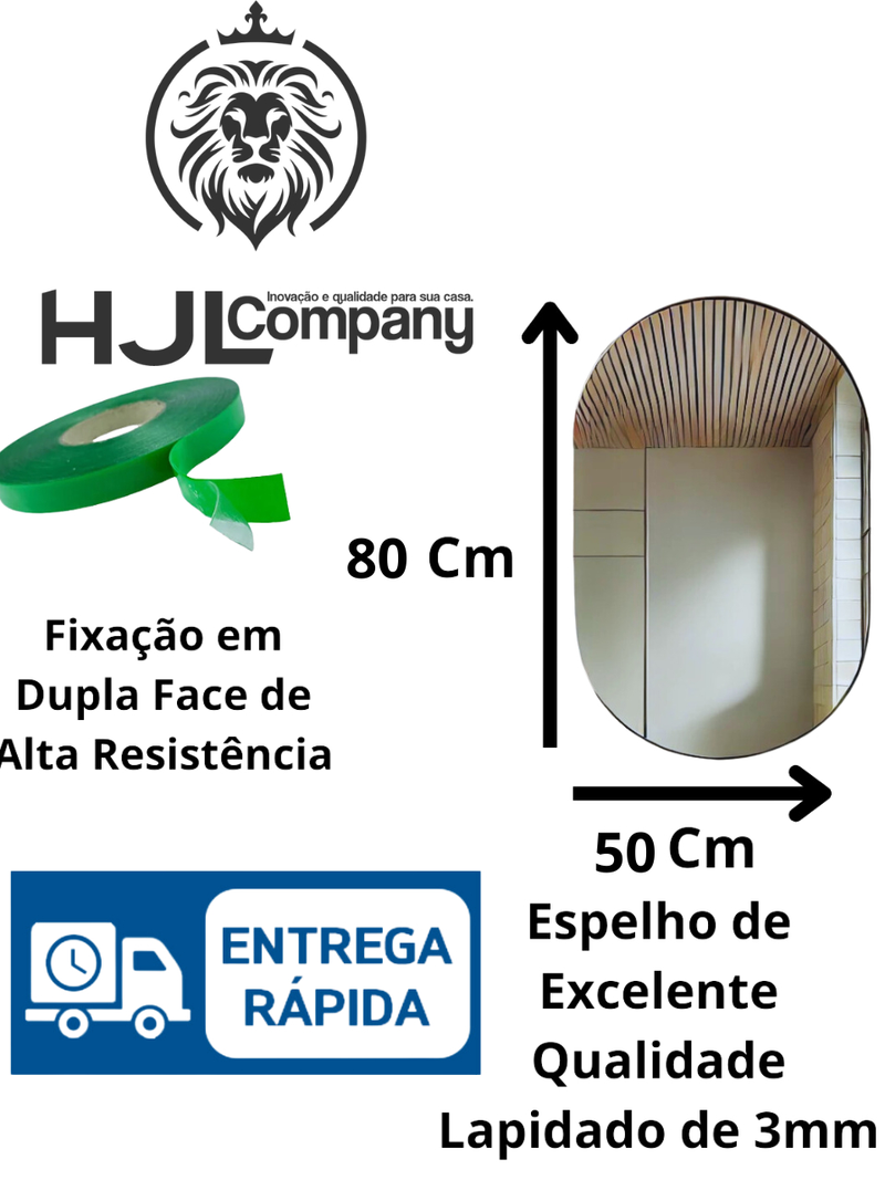 Espelho Decorativo Oval 80x50 Vidro Lapidado Decoração Moderna Elegante Banheiro Sala quarto
