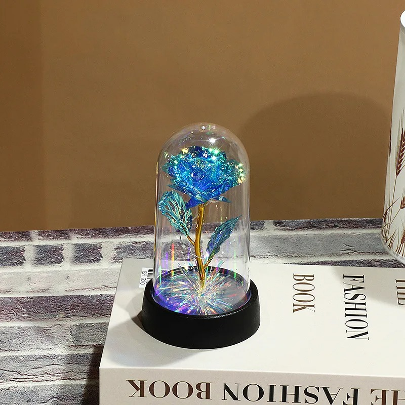 Presente de Natal e Dia dos Namorados Rosa Eterna Flor LED em Vidro para Dama de Honra e Mães